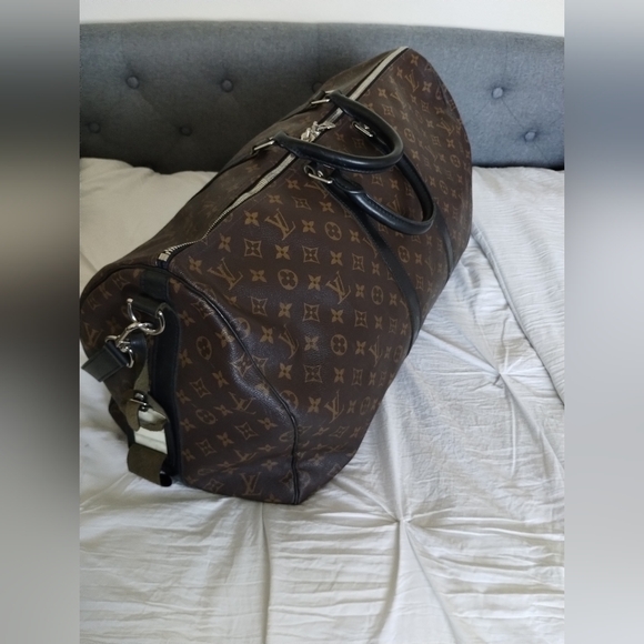 LOUIS VUITTON Keepall Bandouliere 55 Travel Duffle Bag Monogram Macassar . - Picture 1 of 14